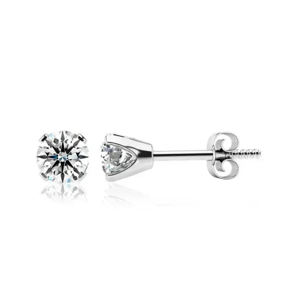Brandon+Shea 1/4 Carat Real Diamond Stud Earrings 14K White Gold filled - Picture 1 of 5